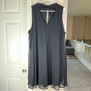 Torrid Sleeveless Midi Flowy V Neck Black Dress Plus Size #736